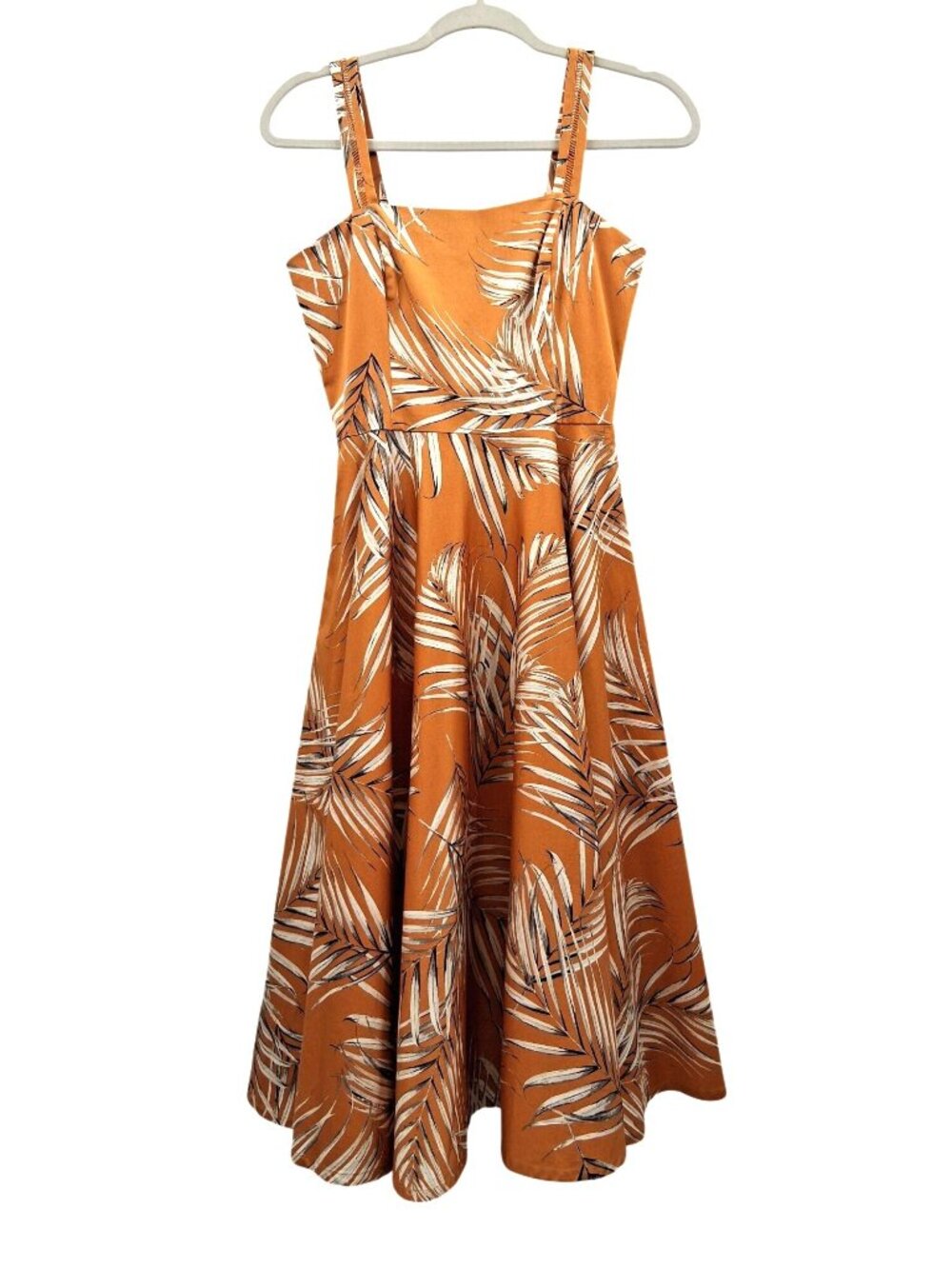 White House Black Market Palm Print Midi Dress